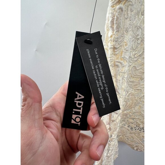 Apt. 9 Open Lace Top Cream Women's Size Large Short Sleeve Career New - Picture 9 of 10